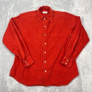 Bagutta Shirt Mens Large Red Chest Pocket Casual Long Sleeve Collared Button Up